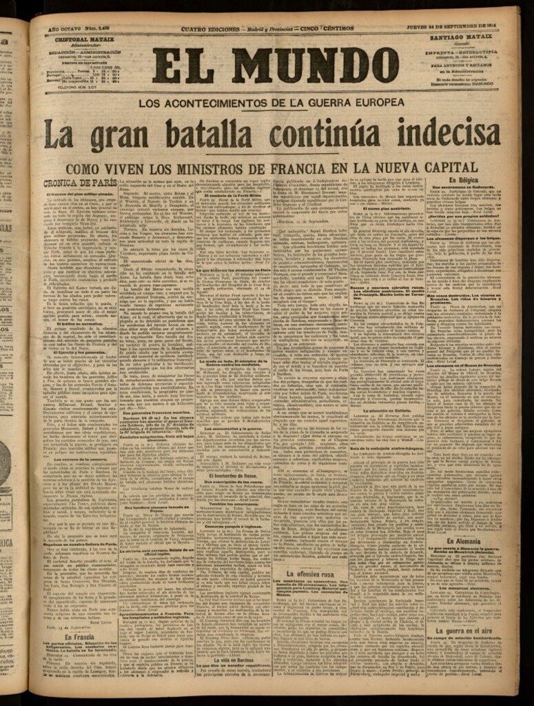 Miniatura de El Mundo del 24 de septiembre de 1914