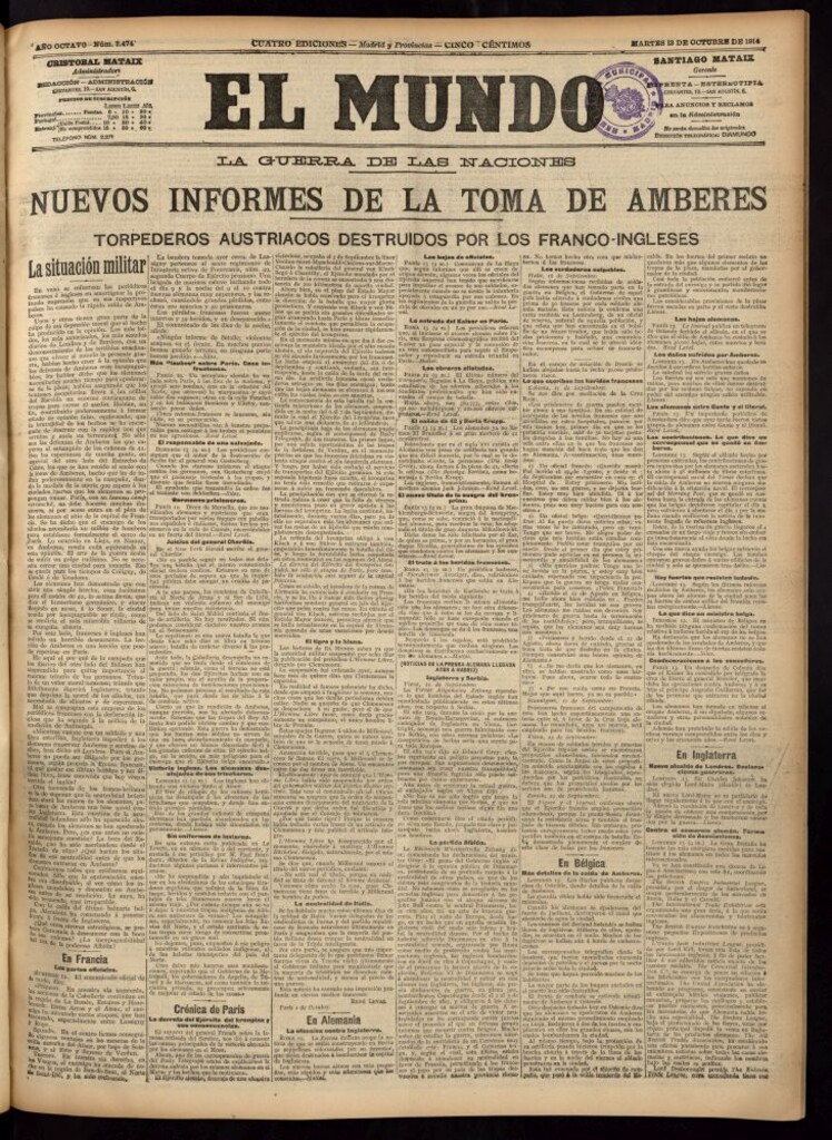 Miniatura de El Mundo del 13 de octubre de 1914