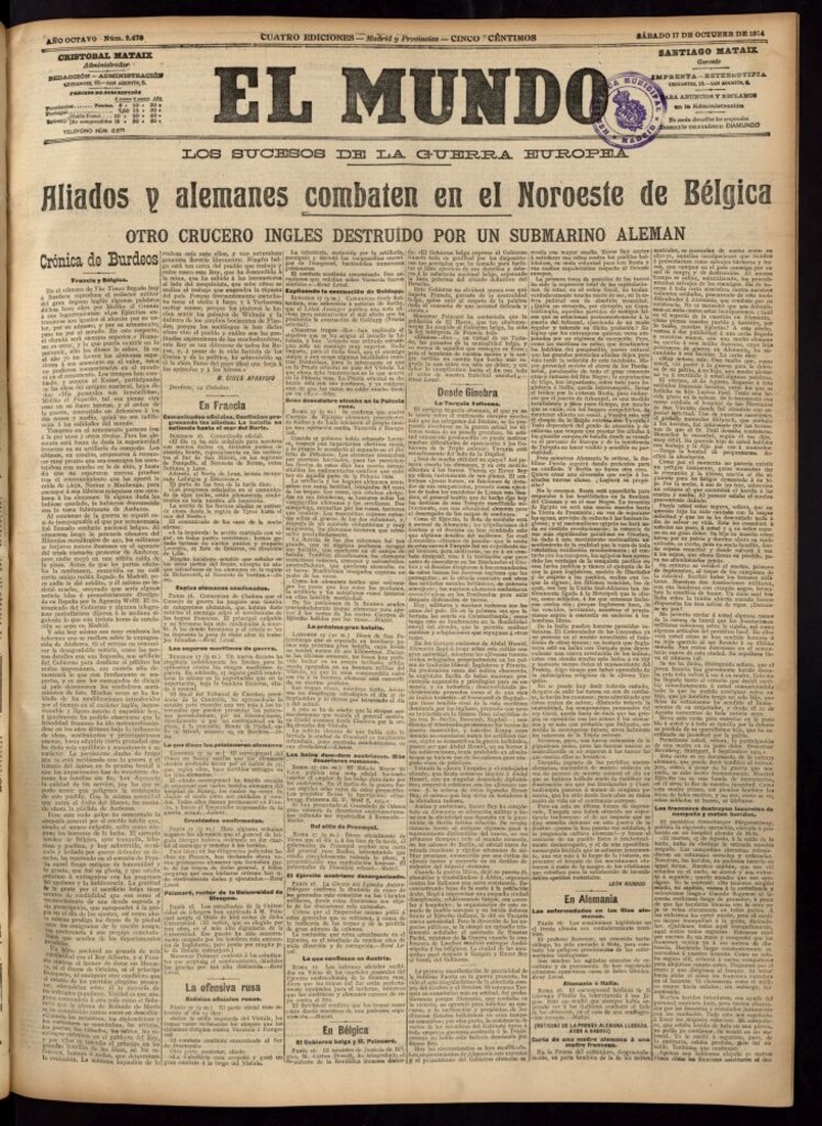 Miniatura de El Mundo del 17 de octubre de 1914