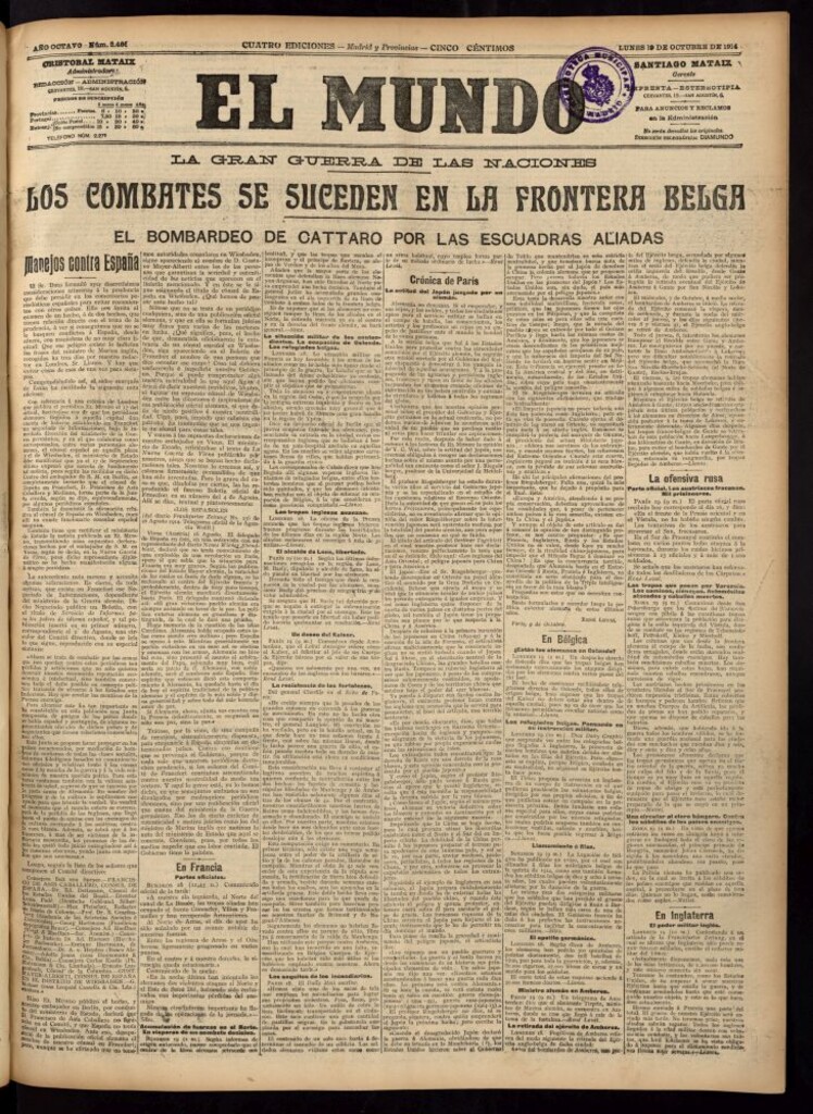 Miniatura de El Mundo del 19 de octubre de 1914