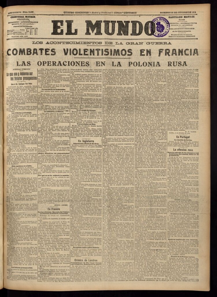Miniatura de El Mundo del 25 de octubre de 1914
