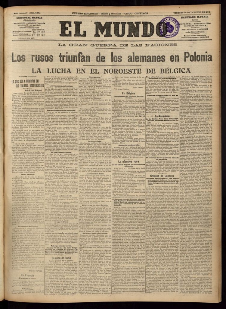 Miniatura de El Mundo del 30 de octubre de 1914