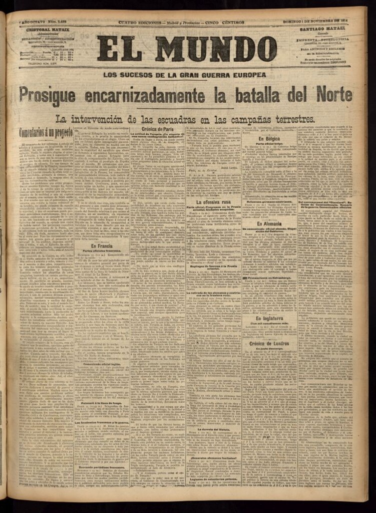 Miniatura de El Mundo del 1 de noviembre de 1914