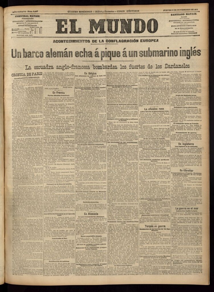Miniatura de El Mundo del 5 de noviembre de 1914