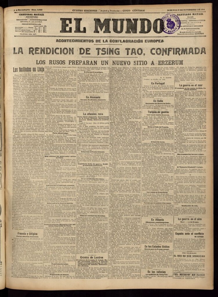 Miniatura de El Mundo del 8 de noviembre de 1914