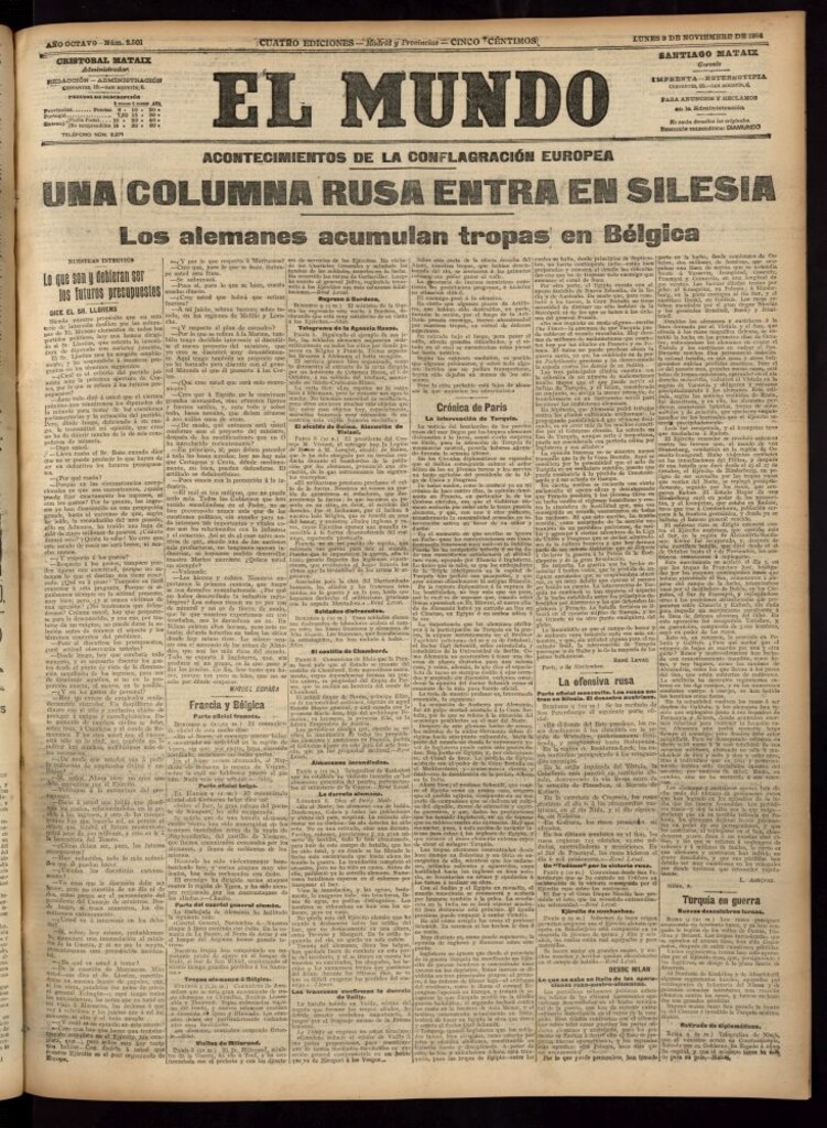 Miniatura de El Mundo del 9 de noviembre de 1914