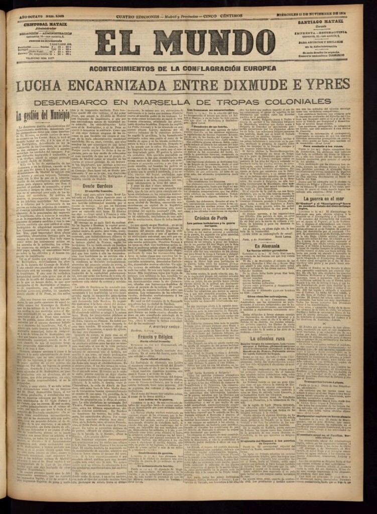 Miniatura de El Mundo del 11 de noviembre de 1914