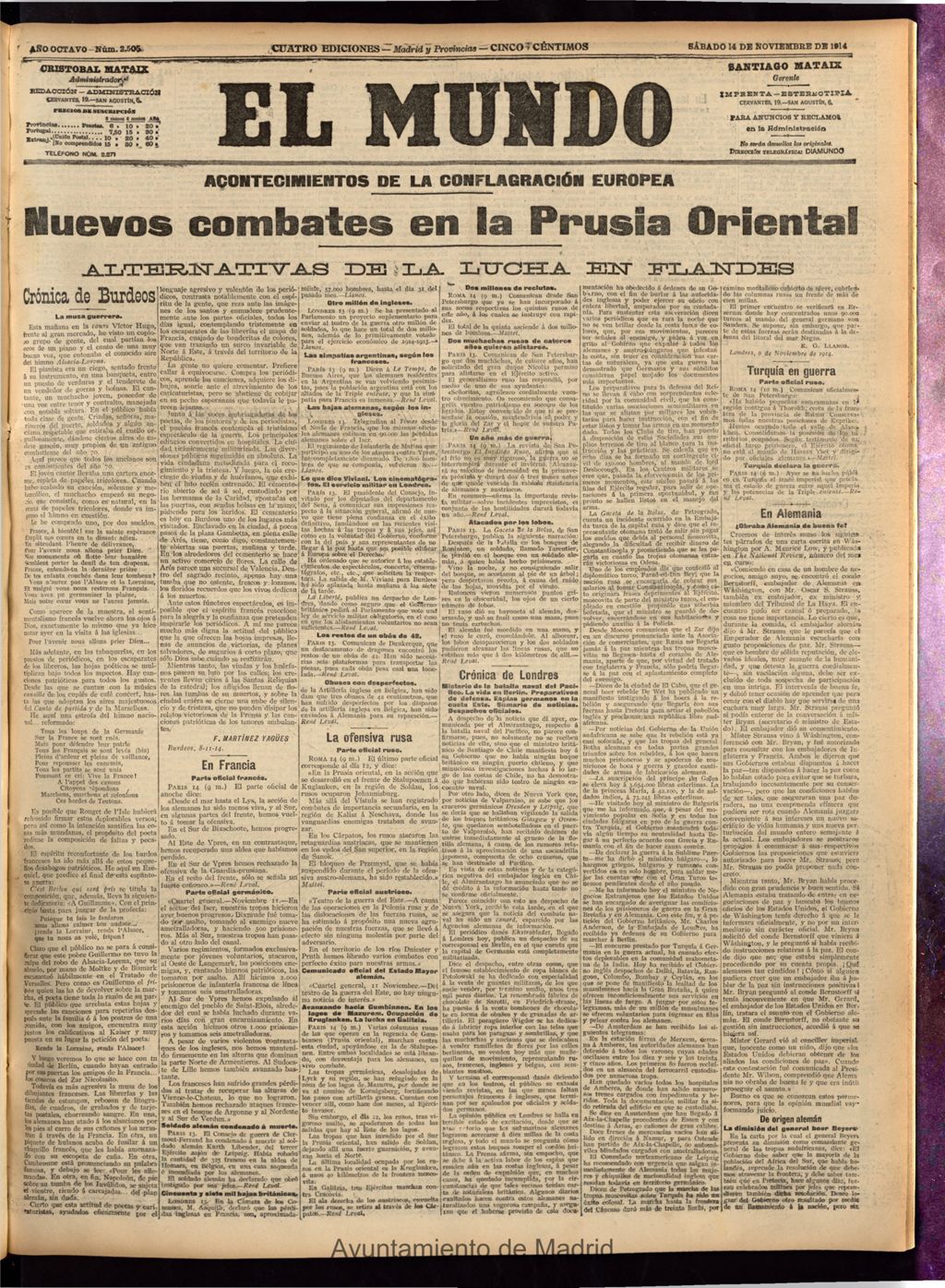 Miniatura de El Mundo del 14 de noviembre de 1914