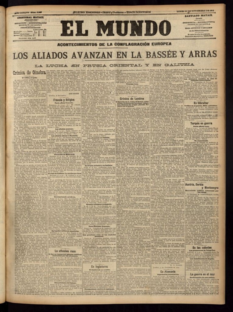 Miniatura de El Mundo del 16 de noviembre de 1914