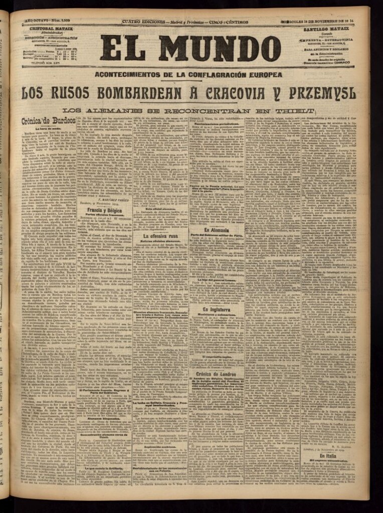 Miniatura de El Mundo del 18 de noviembre de 1914