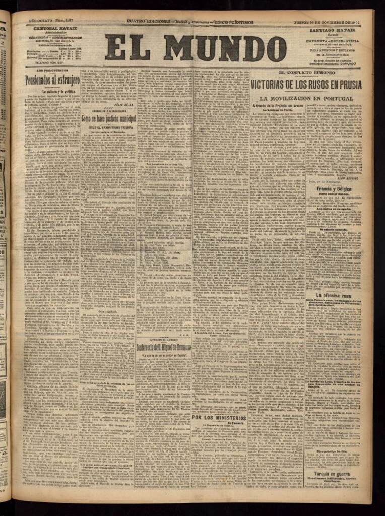 Miniatura de El Mundo del 26 de noviembre de 1914