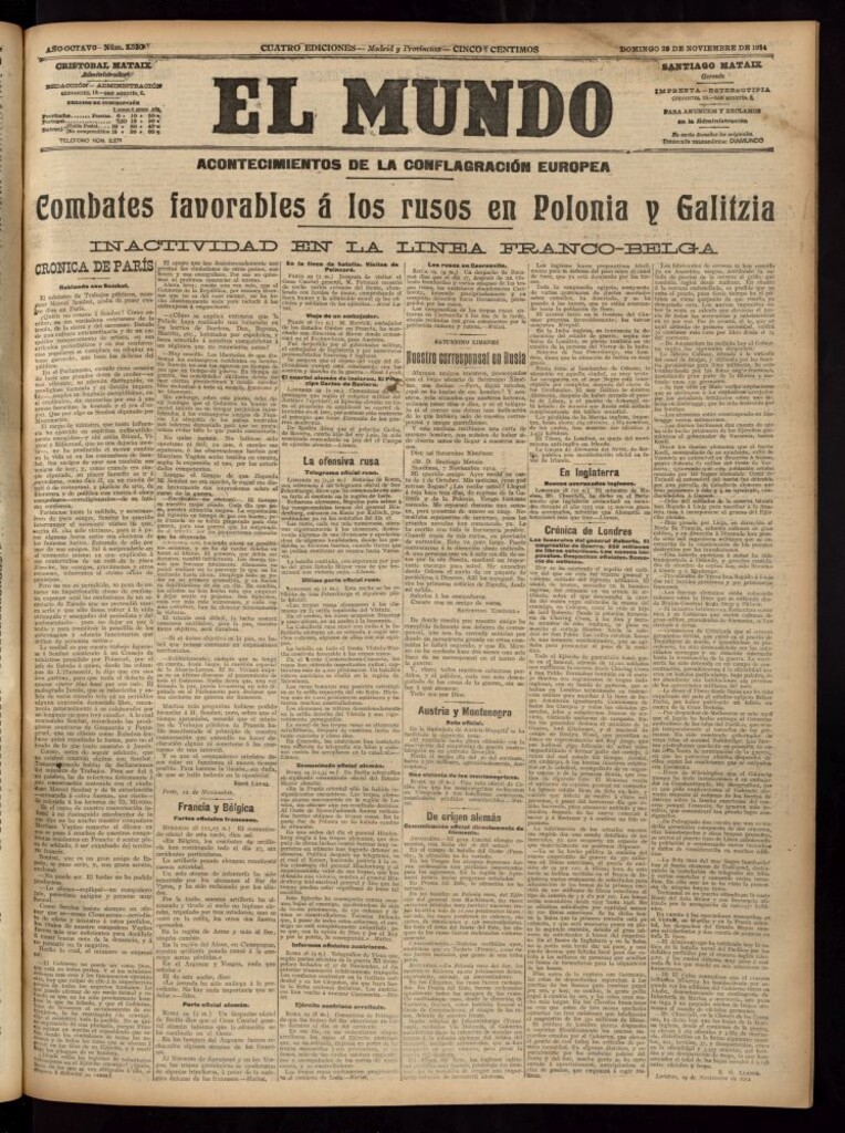 Miniatura de El Mundo del 29 de noviembre de 1914