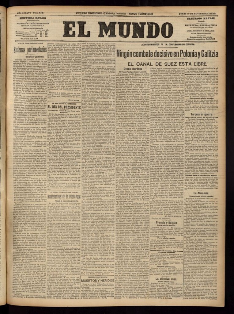 Miniatura de El Mundo del 30 de noviembre de 1914