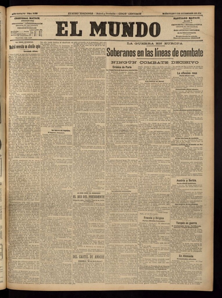 Miniatura de El Mundo del 2 de diciembre de 1914