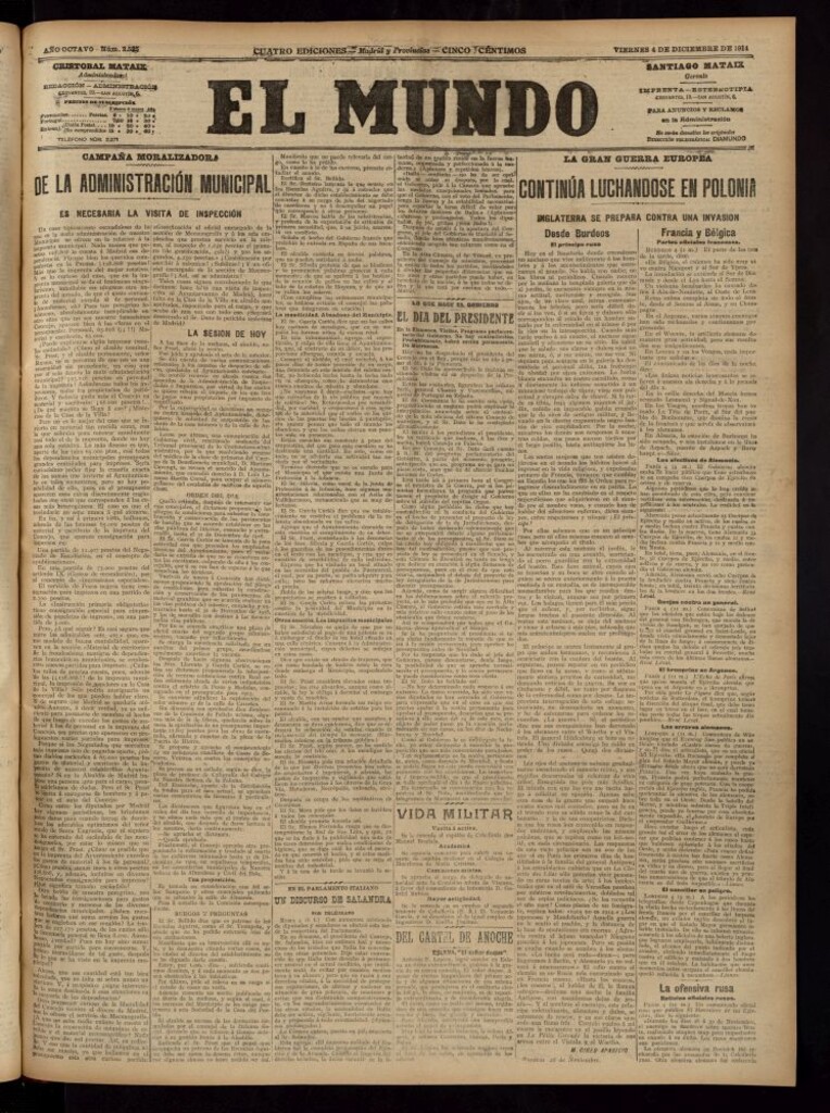 Miniatura de El Mundo del 4 de diciembre de 1914