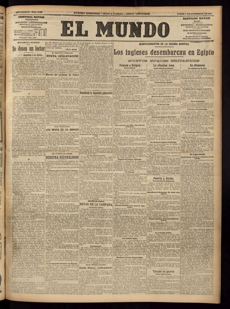 Miniatura de El Mundo del 7 de diciembre de 1914