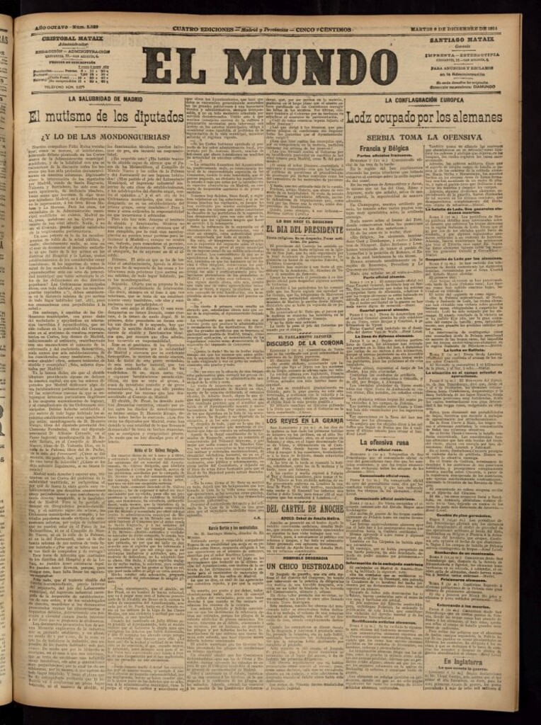 Miniatura de El Mundo del 8 de diciembre de 1914