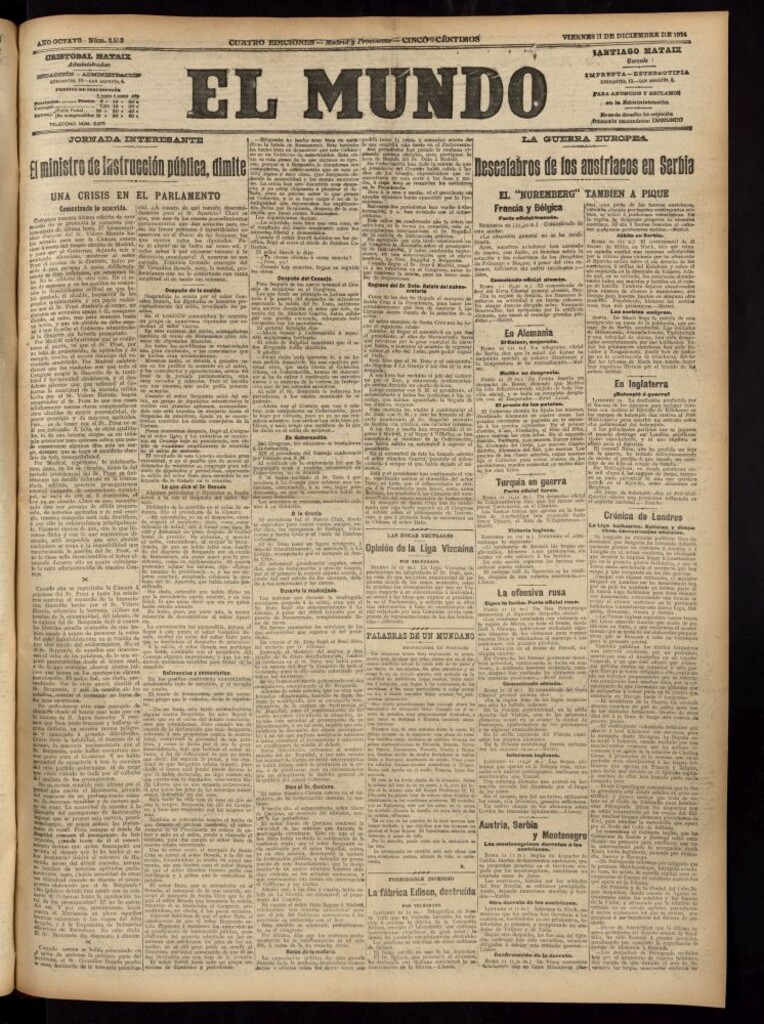 Miniatura de El Mundo del 11 de diciembre de 1914