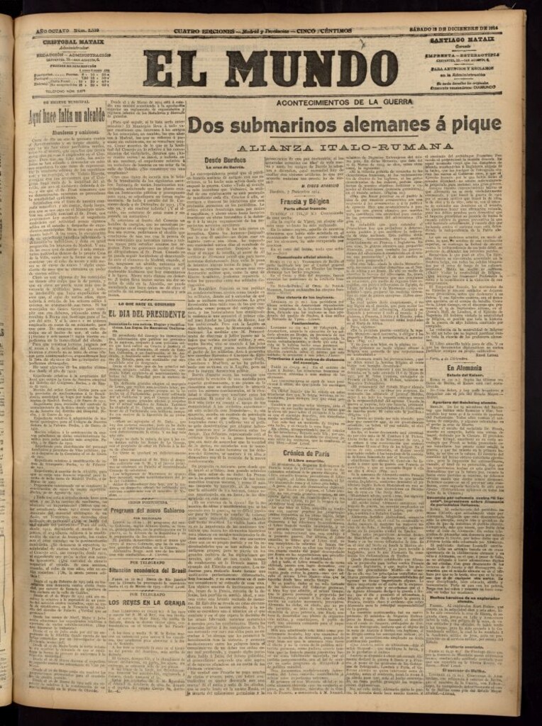 Miniatura de El Mundo del 12 de diciembre de 1914
