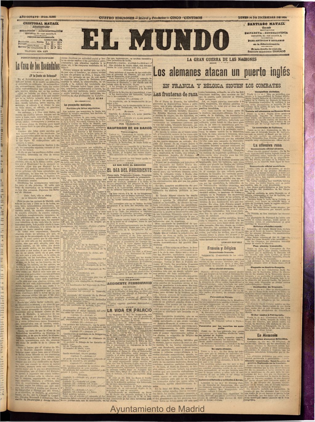 Miniatura de El Mundo del 14 de diciembre de 1914
