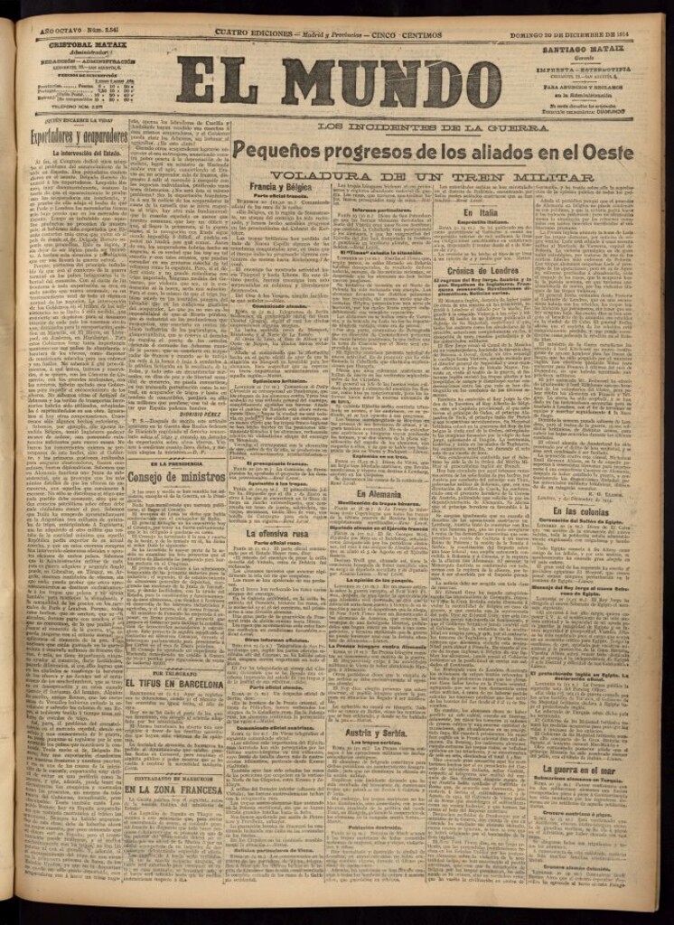Miniatura de El Mundo del 20 de diciembre de 1914