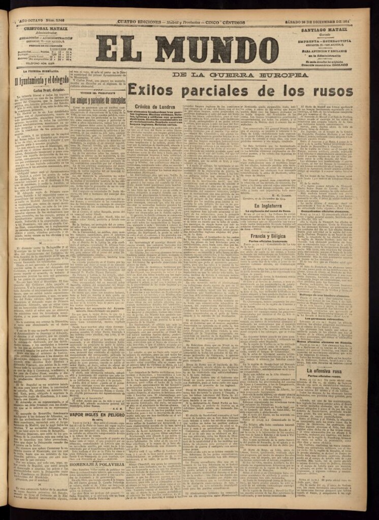 Miniatura de El Mundo del 26 de diciembre de 1914