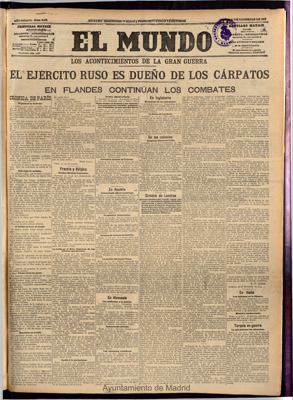 Miniatura de El Mundo del 31 de diciembre de 1914