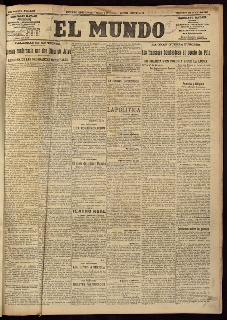 Miniatura de El Mundo del 1 de enero de 1915