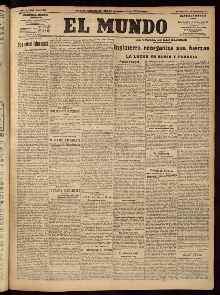 Miniatura de El Mundo del 3 de enero de 1915