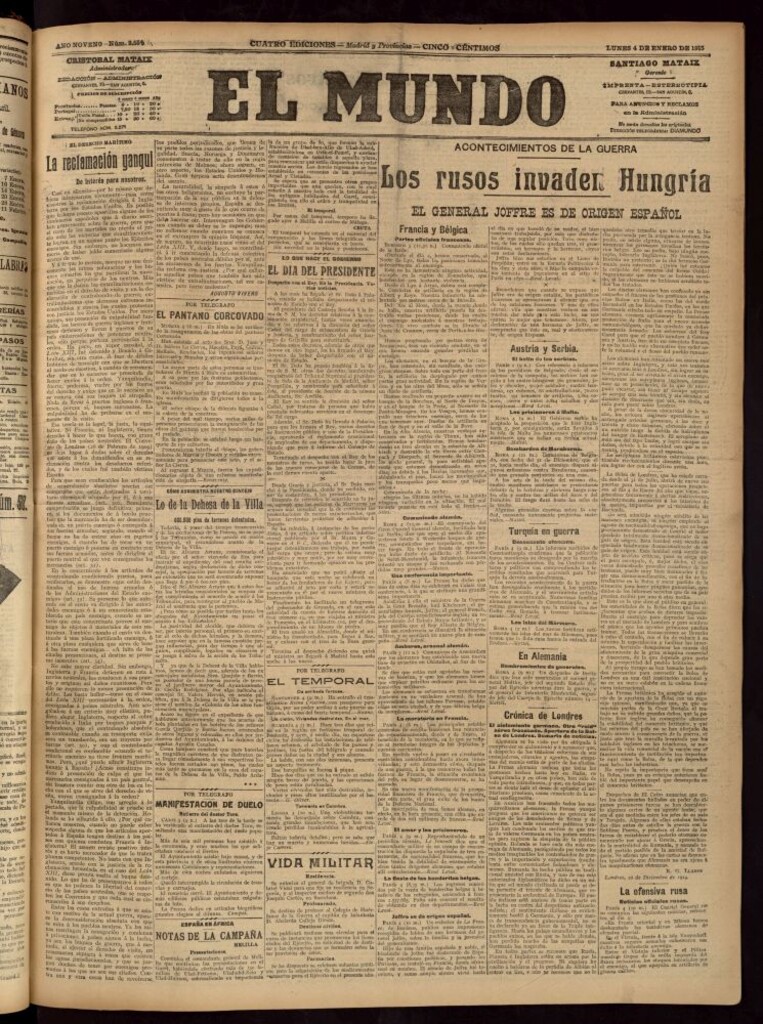 Miniatura de El Mundo del 4 de enero de 1915