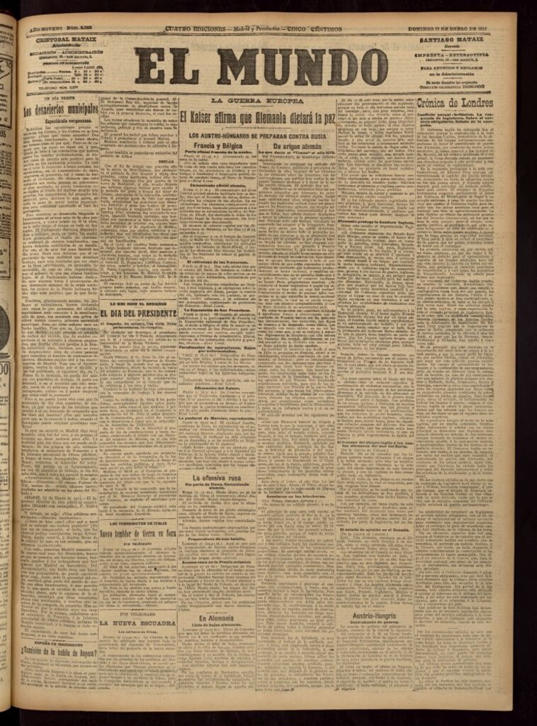 Miniatura de El Mundo del 17 de enero de 1915