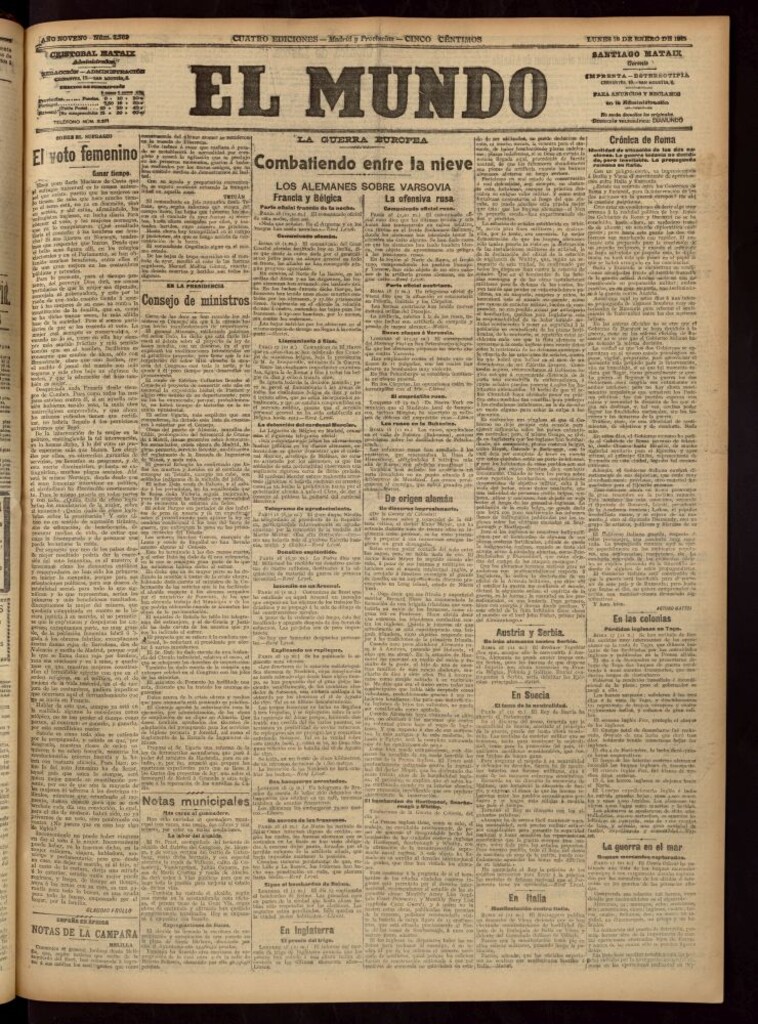 Miniatura de El Mundo del 18 de enero de 1915
