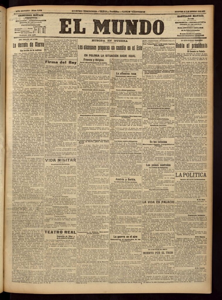 Miniatura de El Mundo del 21 de enero de 1915