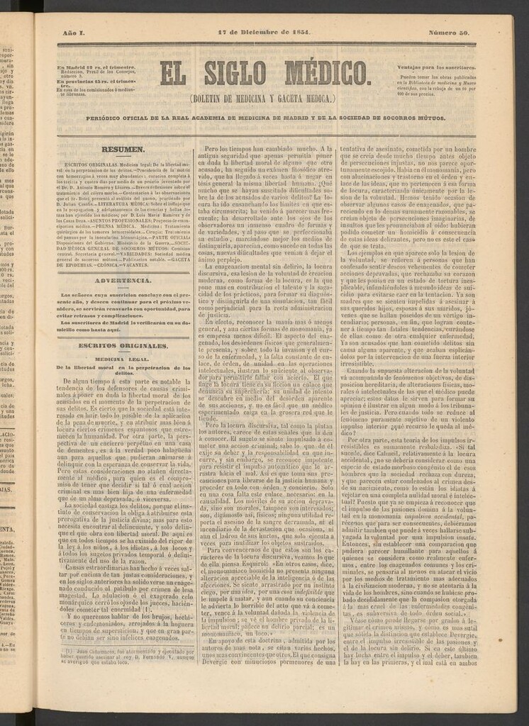 Miniatura de El Siglo Médico: boletín de medicina y gaceta médica del 17 de diciembre de 1854