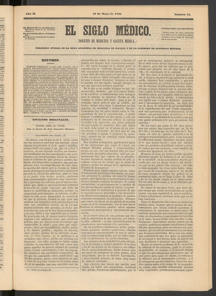 Miniatura de El Siglo Médico: boletín de medicina y gaceta médica del 13 de mayo de 1855