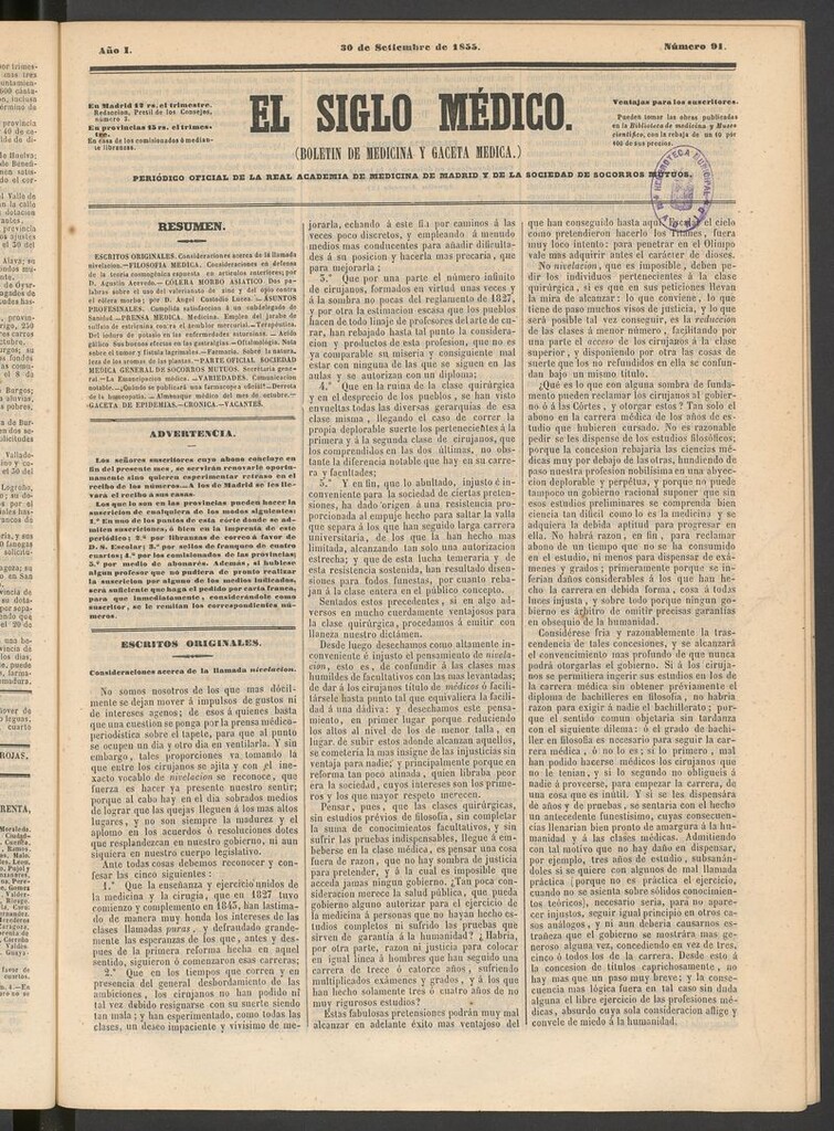 Miniatura de El Siglo Médico: boletín de medicina y gaceta médica del 30 de septiembre de 1855