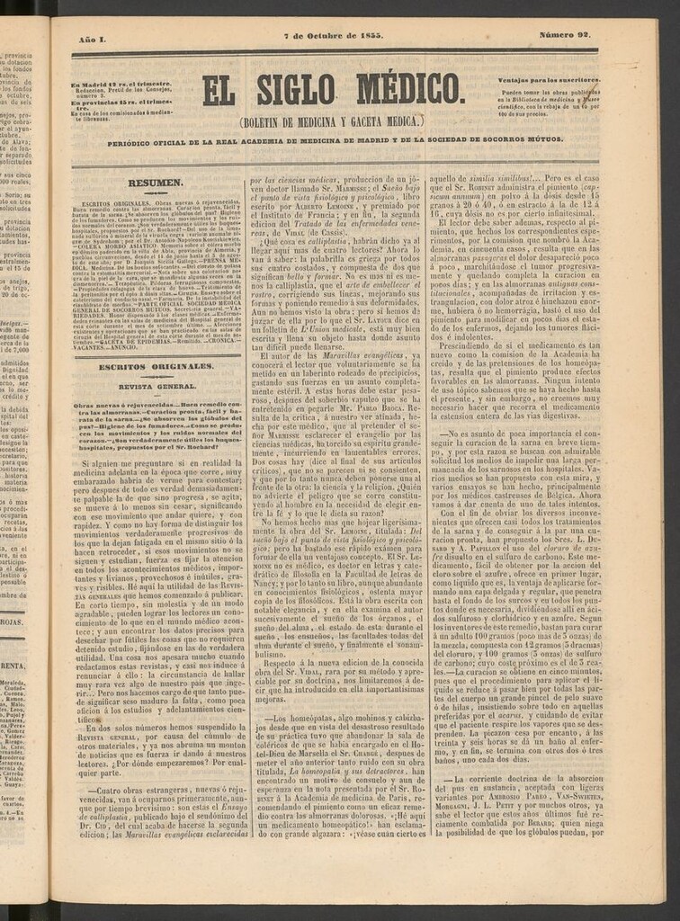Miniatura de El Siglo Médico: boletín de medicina y gaceta médica del 7 de octubre de 1855
