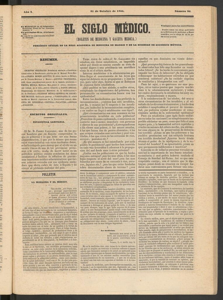 Miniatura de El Siglo Médico: boletín de medicina y gaceta médica del 21 de octubre de 1855