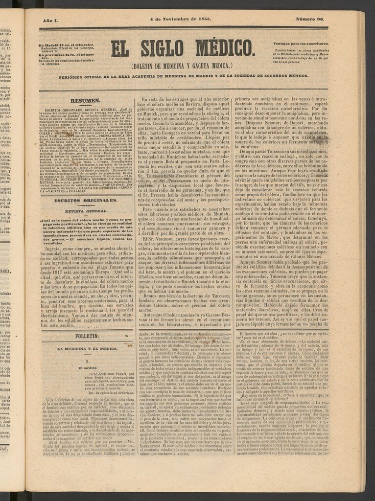Miniatura de El Siglo Médico: boletín de medicina y gaceta médica del 4 de noviembre de 1855