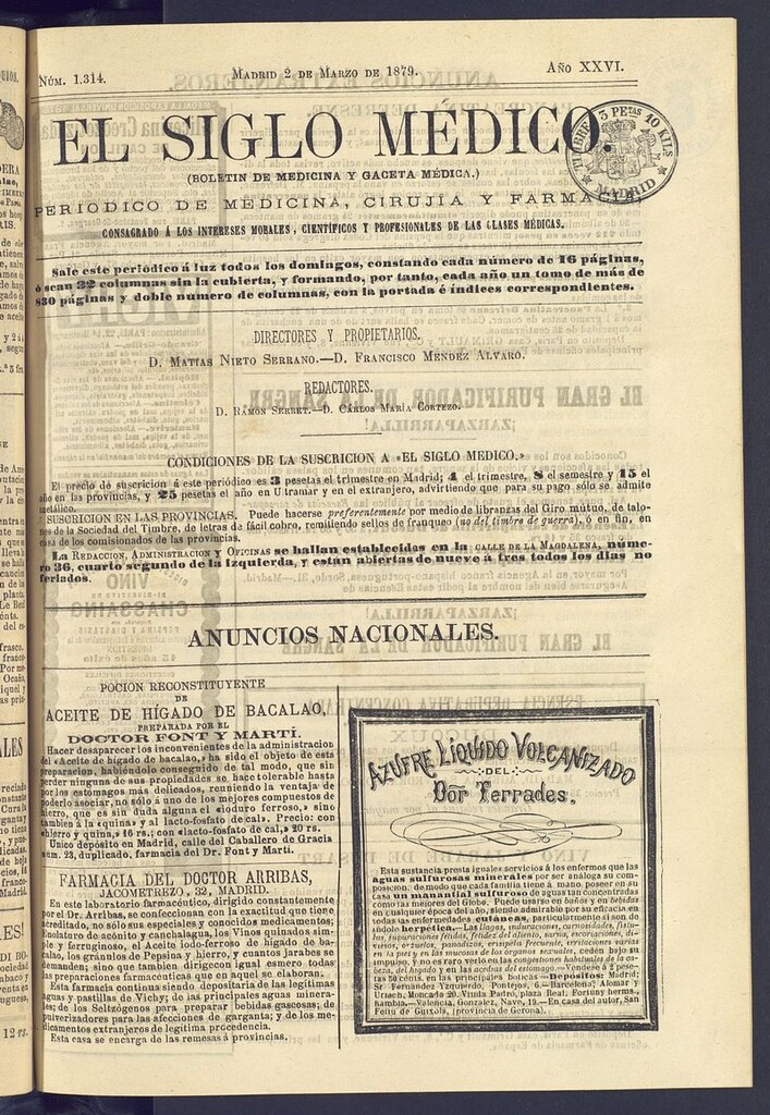 Miniatura de El Siglo Médico: boletín de medicina y gaceta médica del 2 de marzo de 1879