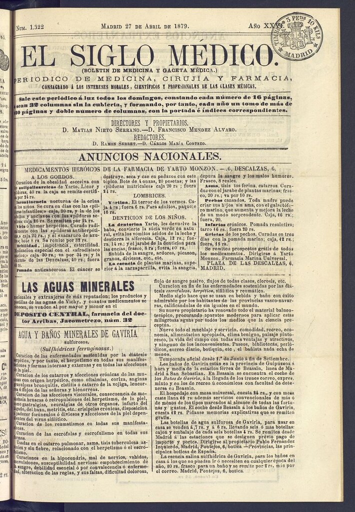 Miniatura de El Siglo Médico: boletín de medicina y gaceta médica del 27 de abril de 1879