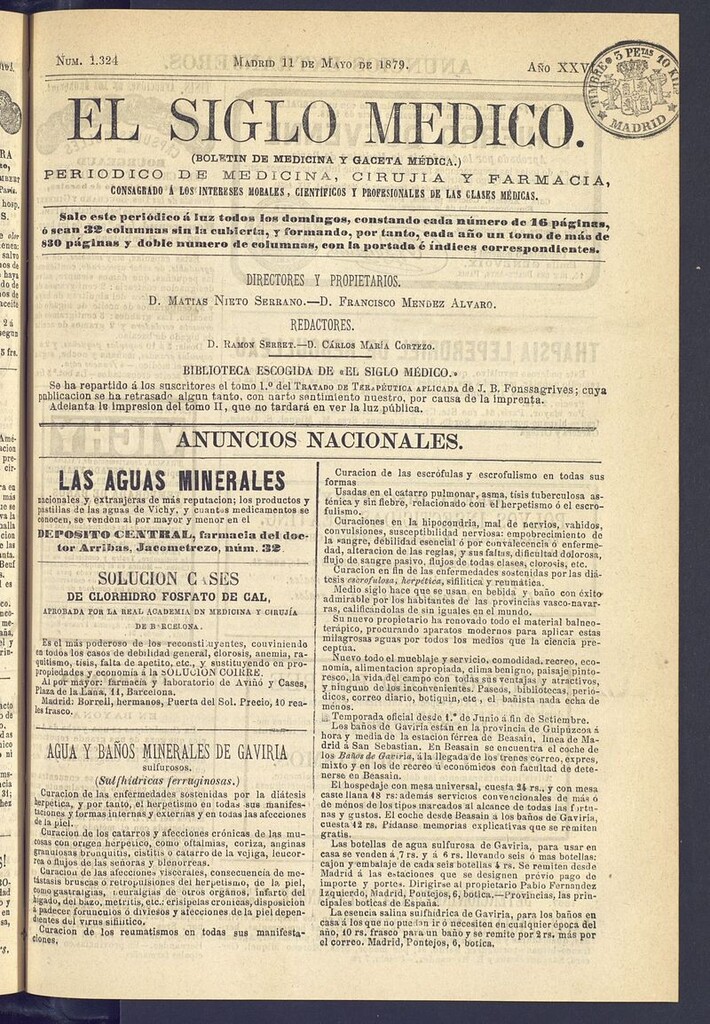 Miniatura de El Siglo Médico: boletín de medicina y gaceta médica del 11 de mayo de 1879