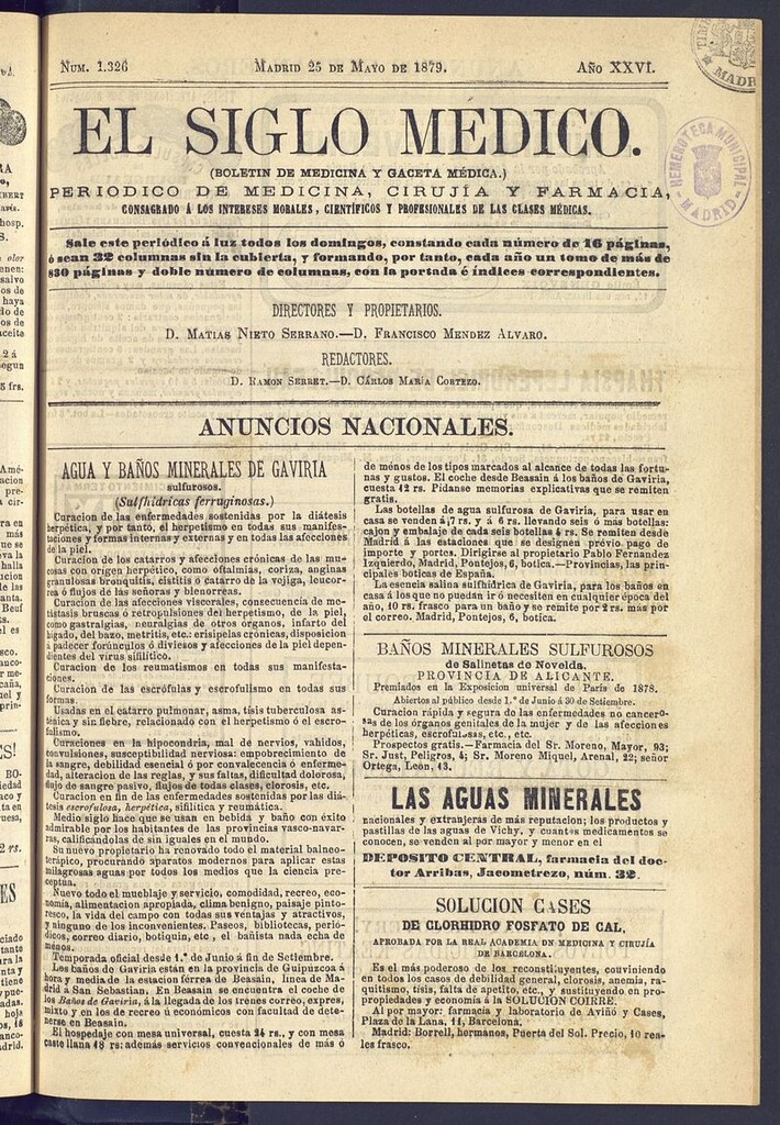 Miniatura de El Siglo Médico: boletín de medicina y gaceta médica del 25 de mayo de 1879