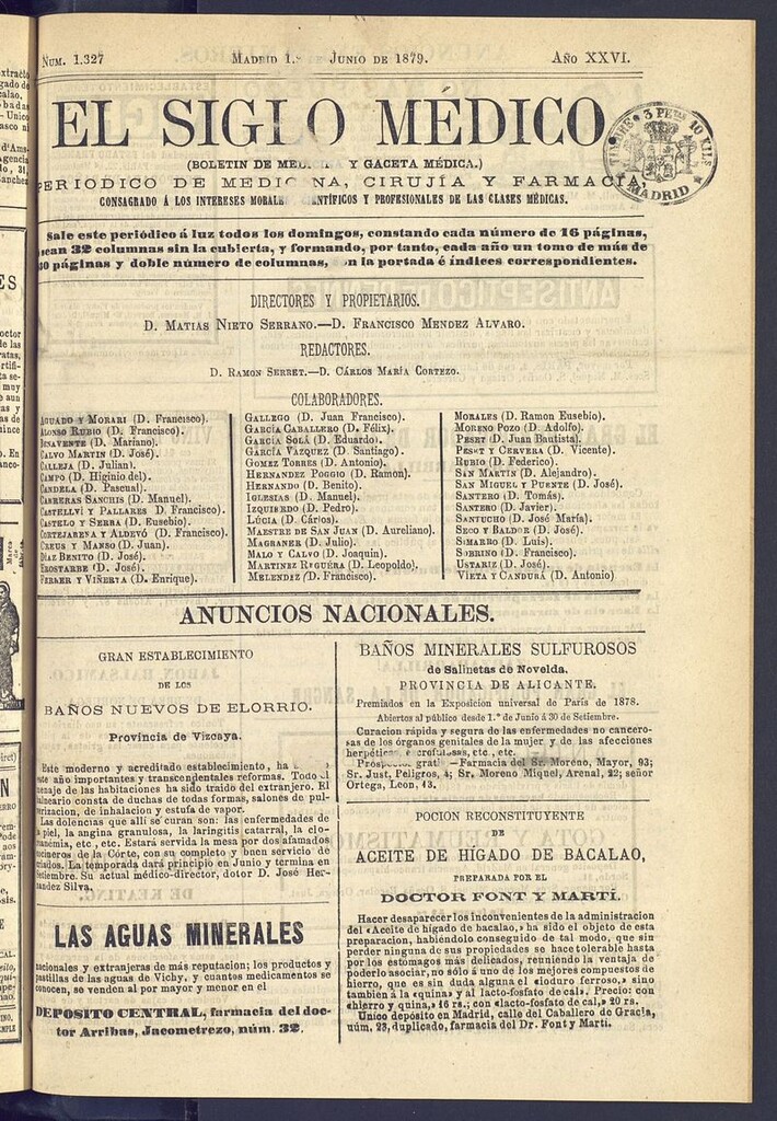 Miniatura de El Siglo Médico: boletín de medicina y gaceta médica del 1 de junio de 1879