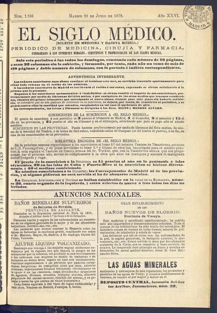 Miniatura de El Siglo Médico: boletín de medicina y gaceta médica del 22 de junio de 1879