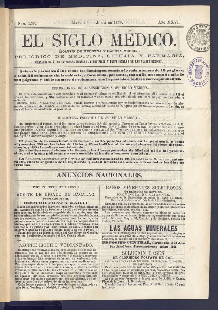 Miniatura de El Siglo Médico: boletín de medicina y gaceta médica del 6 de julio de 1879