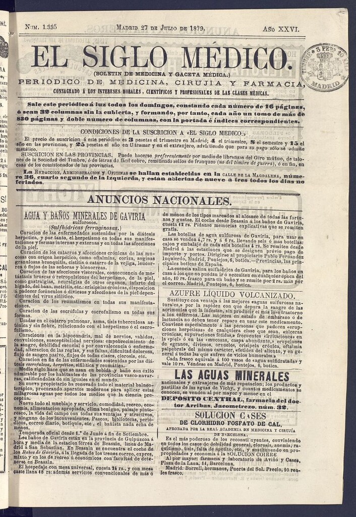 Miniatura de El Siglo Médico: boletín de medicina y gaceta médica del 27 de julio de 1879