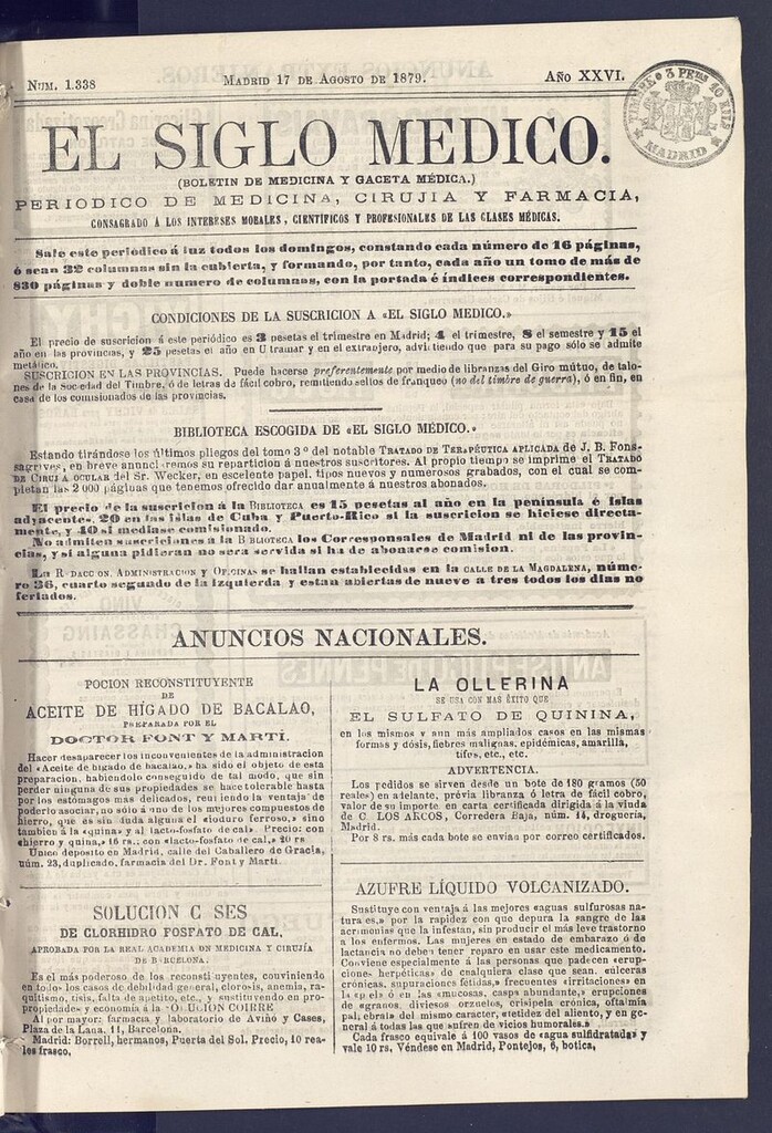 Miniatura de El Siglo Médico: boletín de medicina y gaceta médica del 17 de agosto de 1879