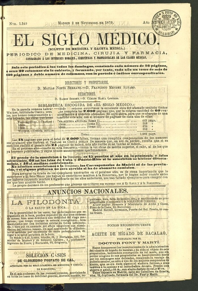 Miniatura de El Siglo Médico: boletín de medicina y gaceta médica del 2 de noviembre de 1879