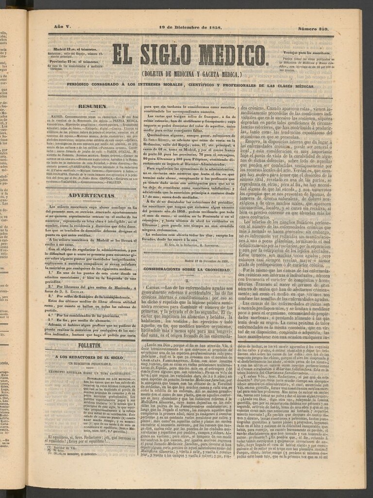 Miniatura de El Siglo Médico: boletín de medicina y gaceta médica del 19 de diciembre de 1858